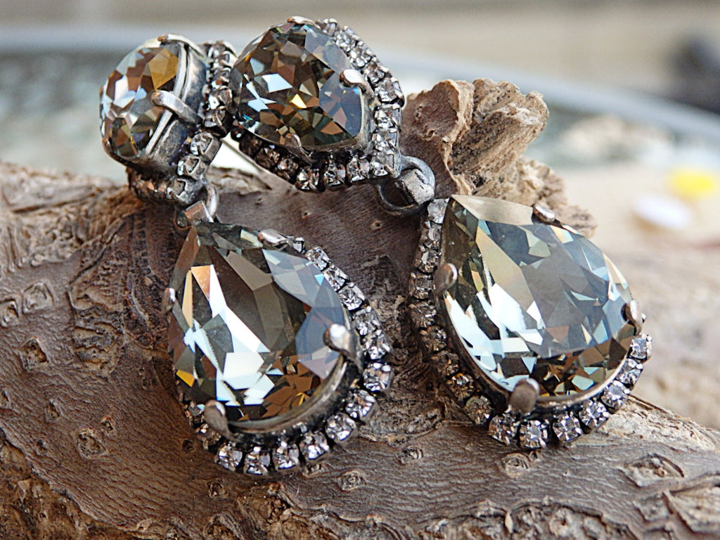 Dark Grey Earrings Smoky Grey Earrings Charcoal Earrings Dangle Earrin –  Little Desirez Jewelry